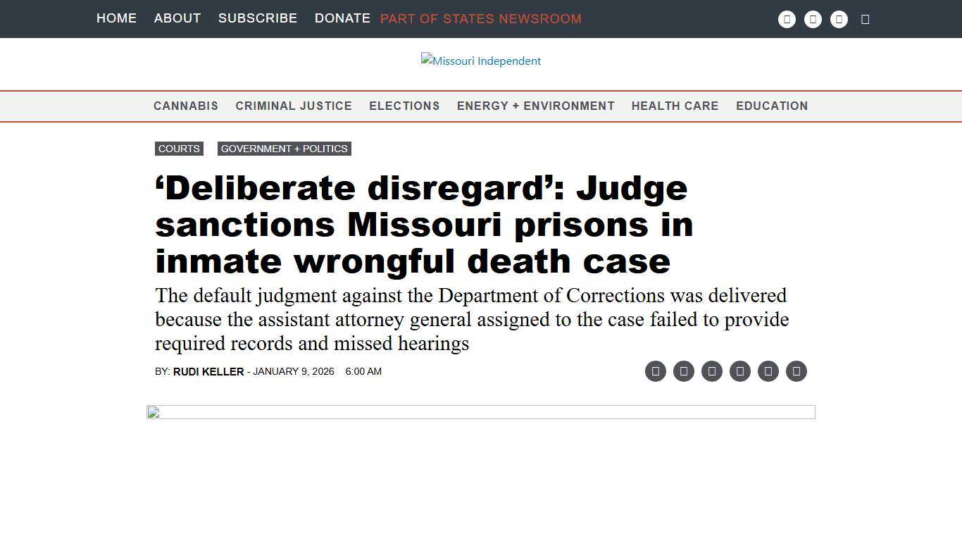 ‘Deliberate disregard’: Judge sanctions Missouri prisons in inmate wrongful death case • Missouri Independent
